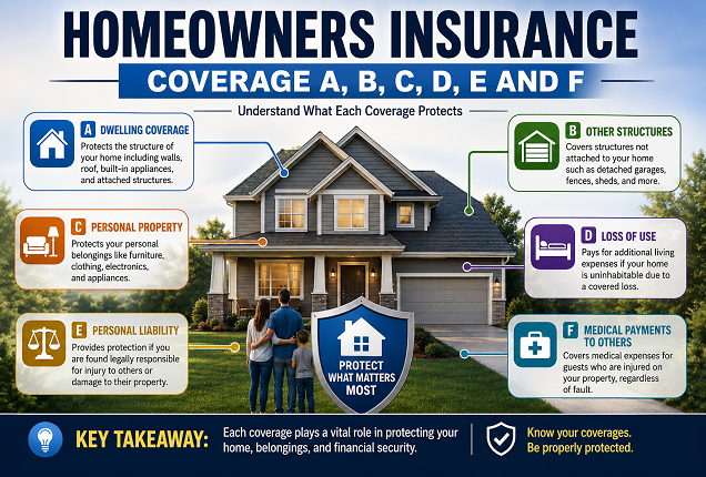 Homeowners Insurance Coverage A, B, C, D, E and F Homeowners Insurance Coverage A, B, C, D, E and F